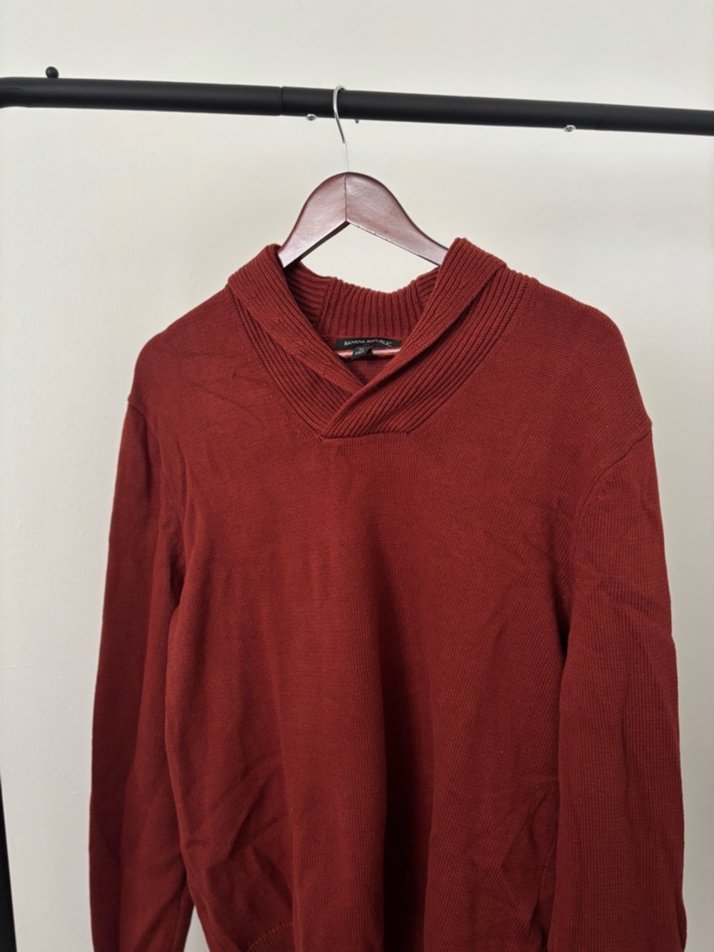 Banana Republic Men's Shawl Collar Sweater - Rust Red